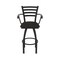 Holland Bar Stool Co Jackie with Arms 30 in. Swivel Bar Stool with Black Wrinkle Finish and Canter Espresso Seat 415 - alternate 6